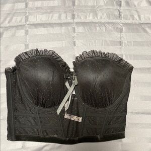 Victoria's Secret Black Bustier Cropped corset lingerie 38D Dream Angels